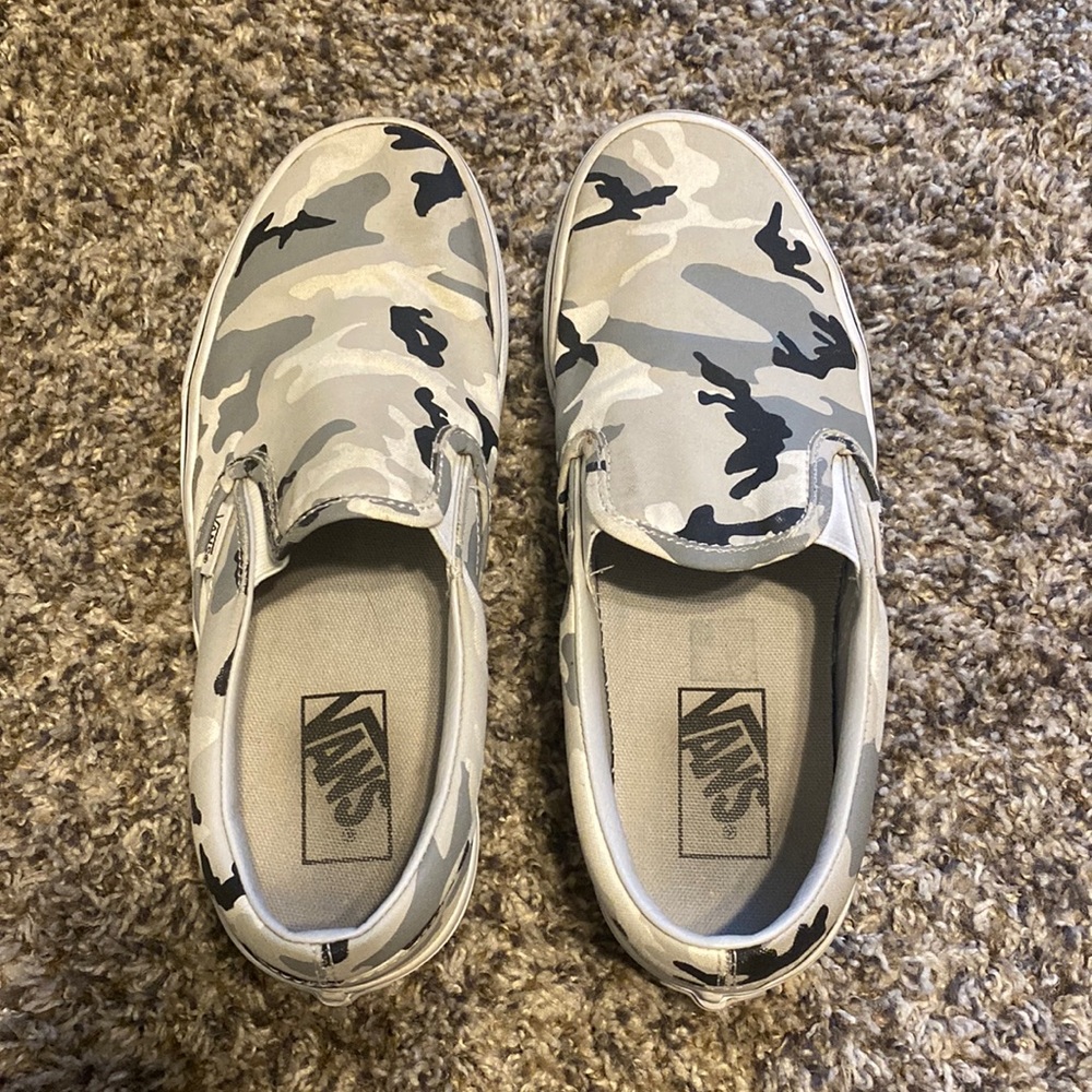 Women’s Black and White Printed Slip-On Vans